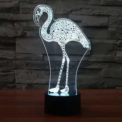 7 цветов изменить 3D светодиодный Фламинго моделирование настольная лампа Usb дети прикроватные сенсорный ночник Декор подарок животных