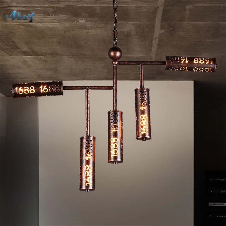 

American Village Iron Tubular Type Pendant Lights for Bar Cafe Dining Room Light Industrial Decoration Country Hanging Lamp E27