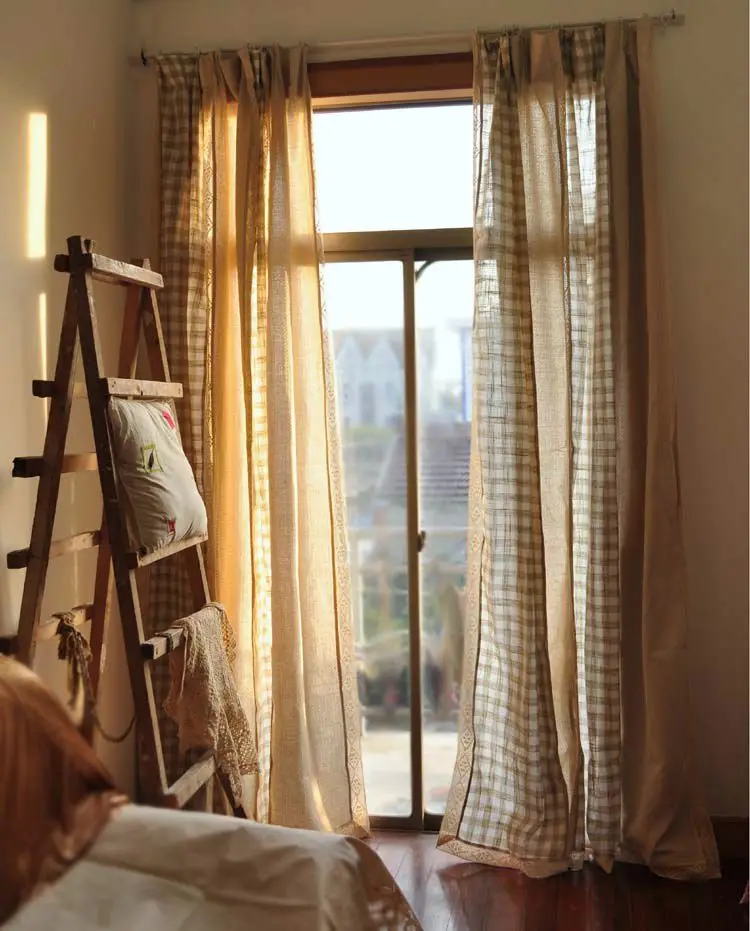 Минималистичные французские окна juxtaposition плед кружевные занавески спальня готовая занавеска W 170 см H 250 см