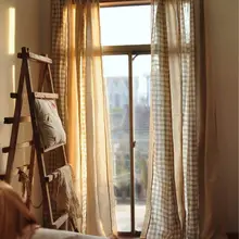 Минималистичные французские окна juxtaposition плед кружевные занавески спальня готовая занавеска W 170 см H 250 см