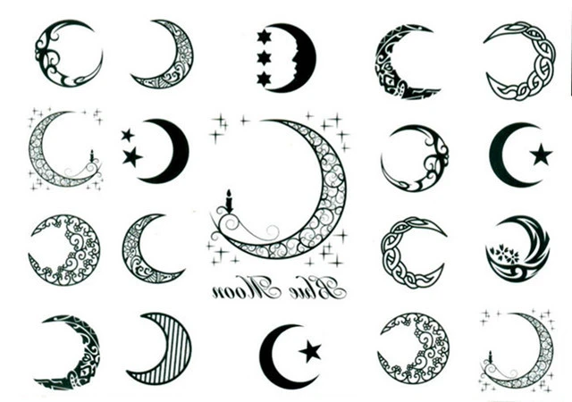 Sunny Moon Black And White 19 Moon Tattoo Stickers Waterproof Tattoo Stickers K029 Sticker Film Sticker Ledsticker Audi Aliexpress