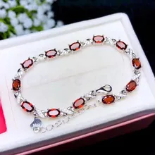 Гранатовый браслет 0.6CT* 12 шт драгоценный камень натуральный настоящий Красный Гранат 925 стерлингового серебра ювелирные украшения# BL18120602
