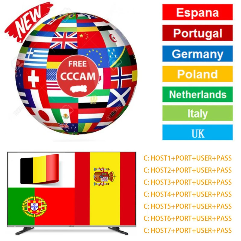 Cccam Europa 1 год 7 Клинок для gt медиа/Бесплатный спутниковый ресивер FULL HD DVB-S2 Поддержка Cccam через USB Wifi ключ