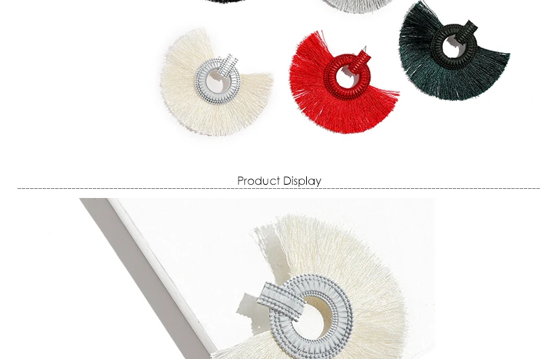 Bohemain Women Tassel Earrings Bijoux Cotton Vintage Fan Fringe Statement Earings Fashion Jewelry Wedding Drop Earrings (3)