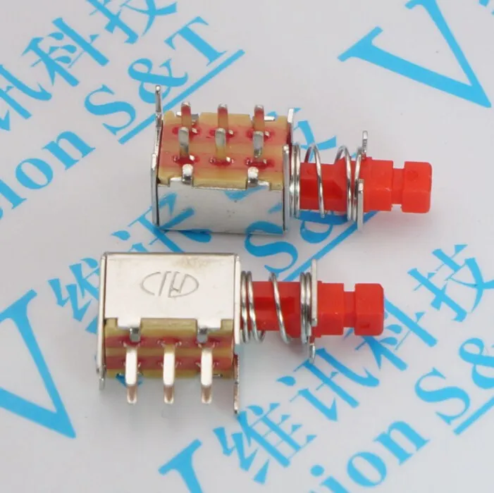 80PCS Directly key switch A03 PS-22F03 6pins self-locking Red photo