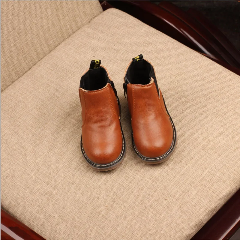 Children's High Leather Shoes Boy Girl Kids Walking Shoes Winter Shoes comfortable Fleece Warm thermal snow shoes size 21-36