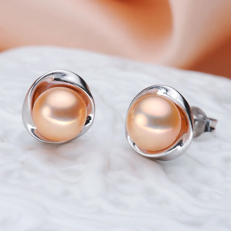 100% real natural pearl stud Earring for women silver 925,black freshwater pearl jewelry mother's best gift high quality