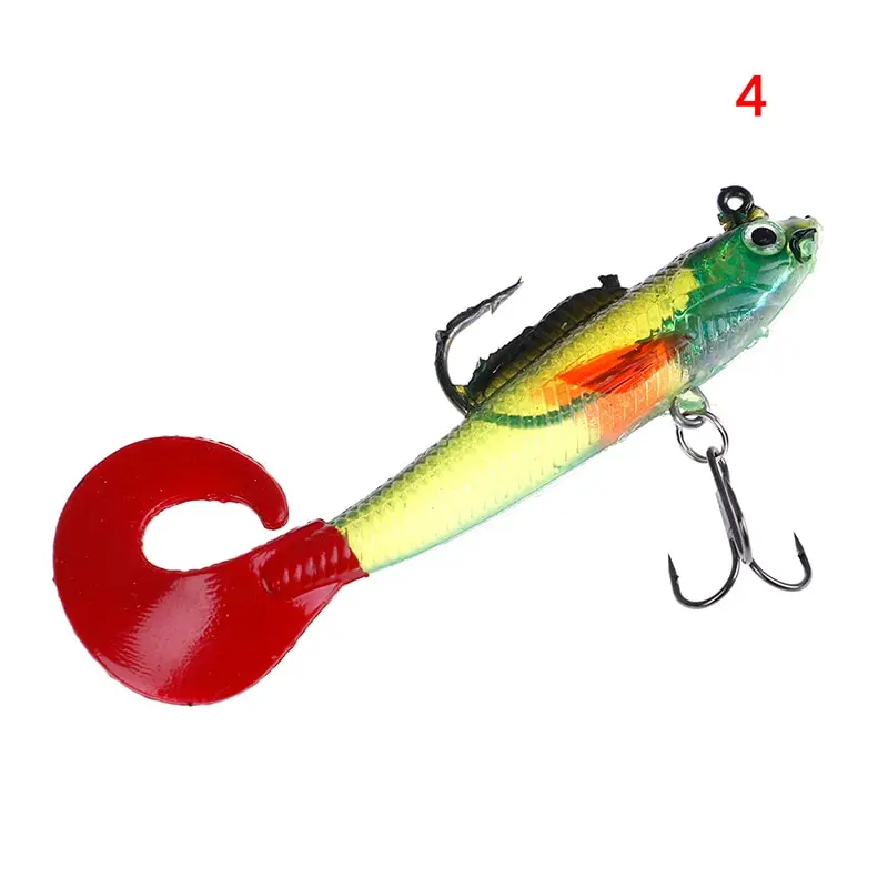 

T Shape Tail Fishing bait lures with 2 Hooks Fly Fishing Lure Soft Lead Fish