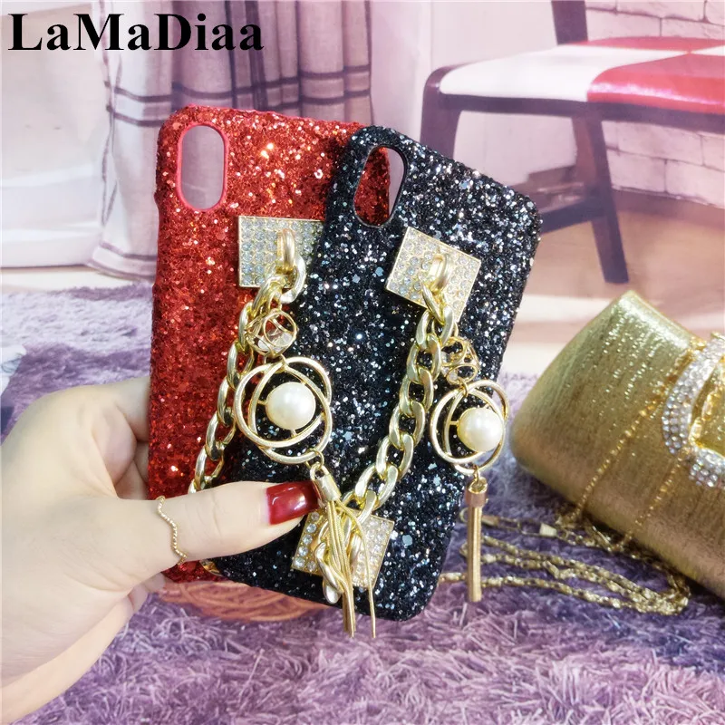 Luxury Bling Diamond Rhinestone Chain Phone Case for Iphone 11 12 Pro MAX X XS XR 7 8 6 6s plus Gem Bracelet Hard PC Cover | Мобильные