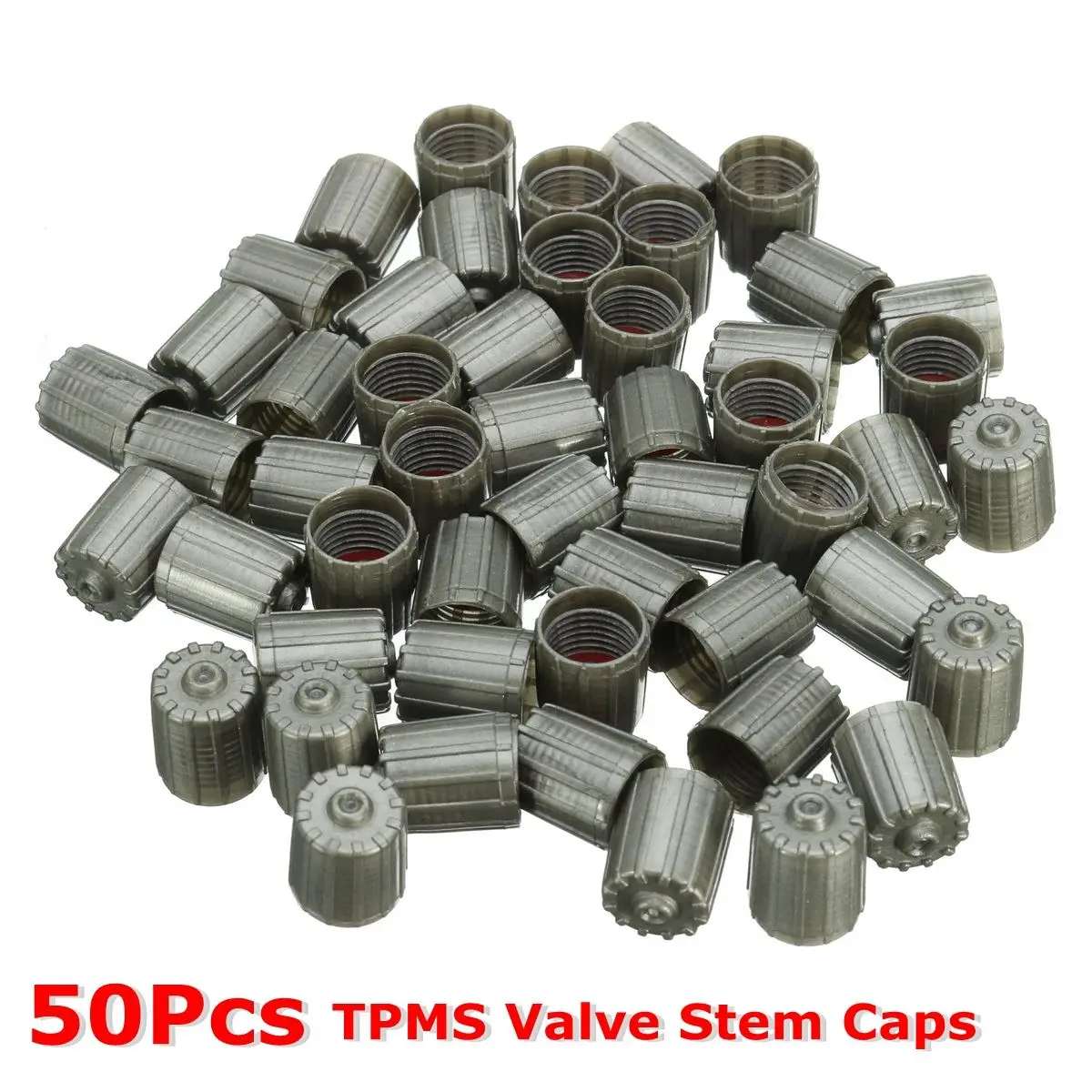 

50pcs ABS Top TPMS Tire Valve Stem Caps Cover Kit Gray For Car Truck Motorcycle