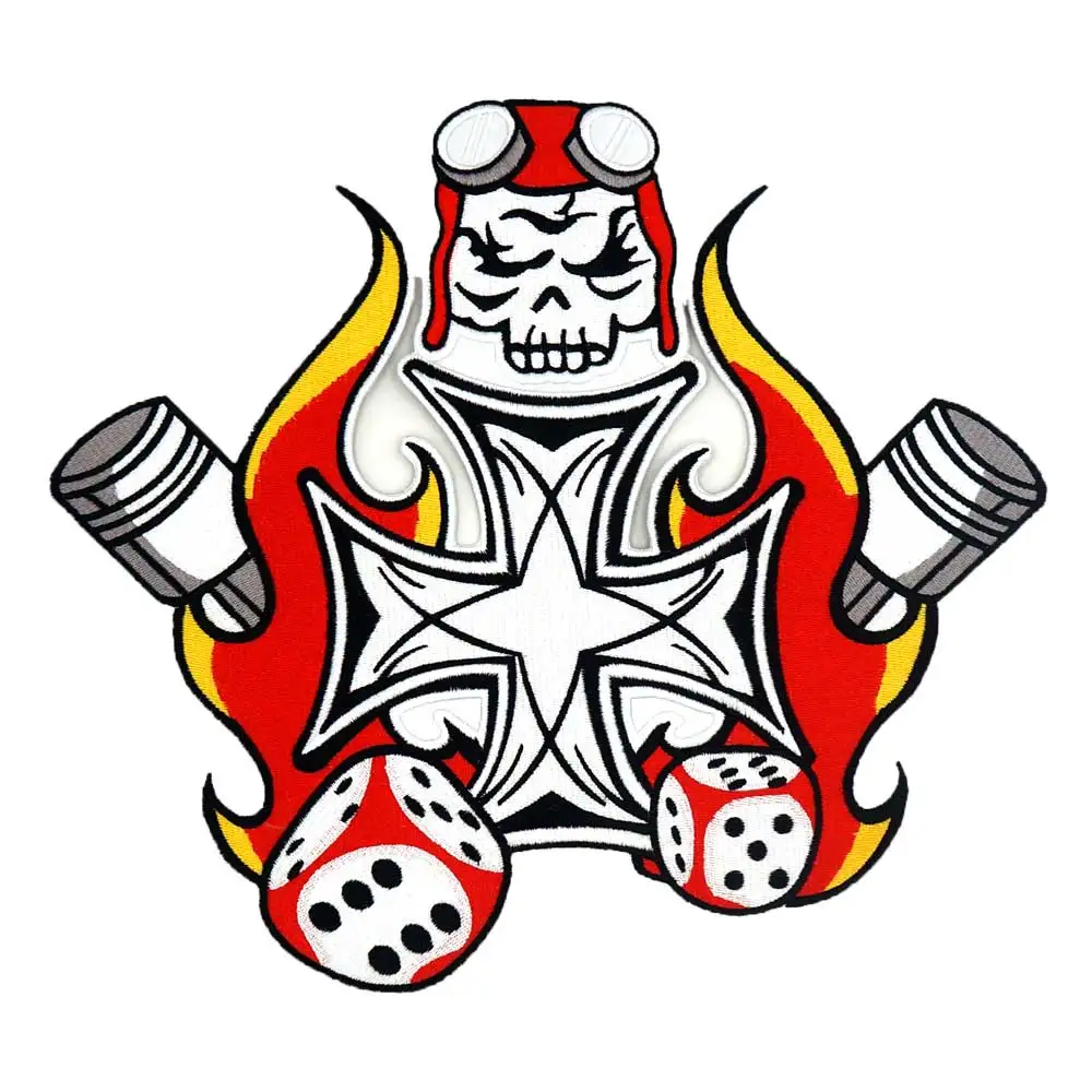 

SKULL CROSS sieve large Embroidered punk biker Patches Clothes Stickers Apparel Accessories Badge