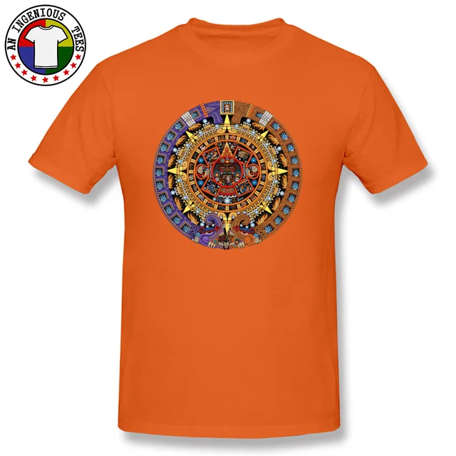 Catholicism Indians Aztec Calendar Sun Stone Classic T Shirt Men Old Style  Patterns Cotton Slim Fit Tops & Tees Camisa Father