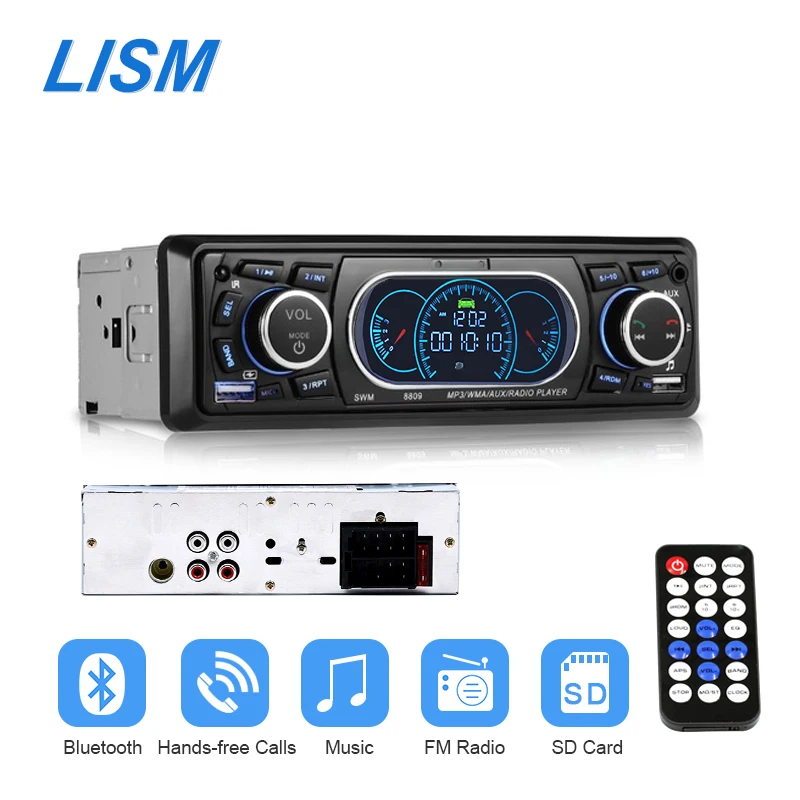 

LISM Bluetooth 1 Din 12V Car Radio Stereo Audio In-Dash MP3 Player Autoradio Support USB/TF/AUX FM Vehicle Auto Radio MP3 Player