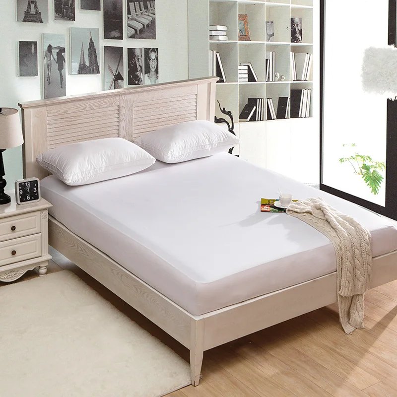  Smooth Waterproof Mattress Protector Cover For Bed Solid White Wetting Breathable Hypoallergenic Pr