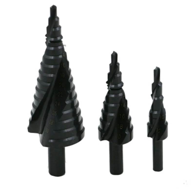  HILDA HSS Cobalt Step Drills Nitrogen High Speed Steel Spiral for Metal Cone Drill Bit Set Triangle
