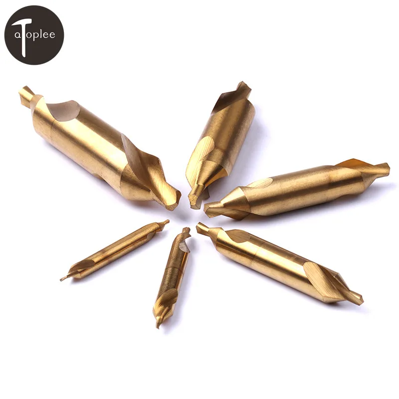 

1pc 1mm 2mm 3mm 4mm 5mm 6mm Type A HSS Titanium Tone Combined Center Drills Double End Countersinks Drill Bit Set