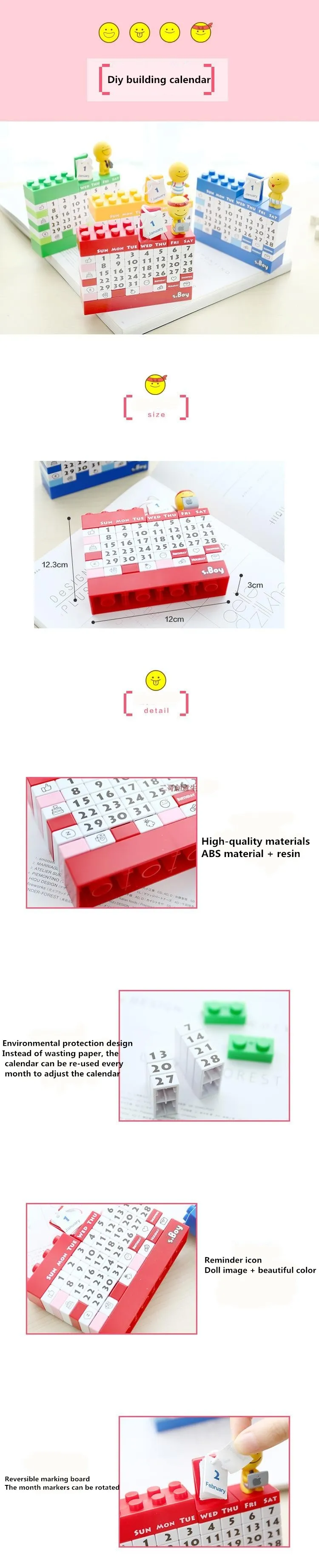 Мультяшная кукла diy пластиковые строительные блоки ручной работы календарь креативное украшение календарь Настольный календарь игрушка кирпич