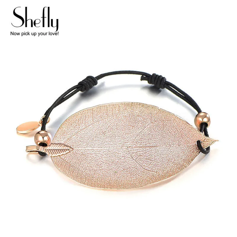 

2017 new arrival 3 colors charm bracelets Black Rope Big Leaf Clover Bracelet For Women Gift SL04852