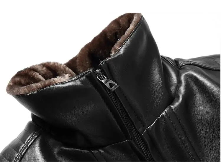 M-4XL! Мужские пальто больших размеров зимняя куртка из искусственной кожи с меховым воротником для отдыха среднего и среднего возраста
