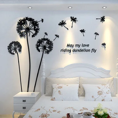 

3 d creative dandelion acrylic crystal three-dimensional setting wall wall stickers