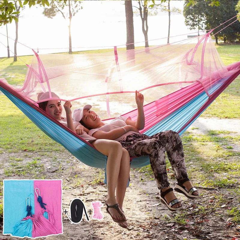 

260x145cm Hammock mosquito net double with straps Outdoor Camping tent portable parachute hammock Garden swing chair
