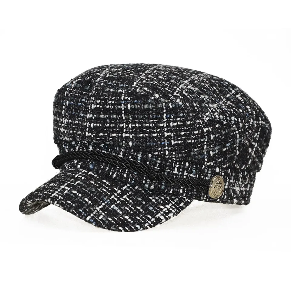 

Women Newsboy Hat Detachable Size Chic Hat Autumn and Winter Duck Tongue Hat Korean Ins Lace Lattice Octagonal Female Hat