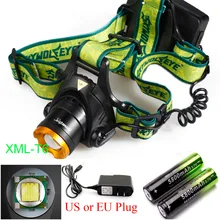 XM-L T6 светодиодный 2200 люмен Перезаряжаемые зум налобный фонарь светодиодная Налобная лампа cree+ 2x18650 Батарея 4200 ма-ч/Зарядное устройство