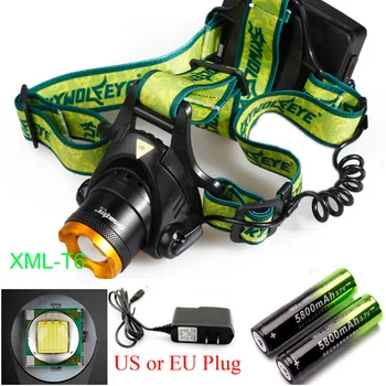 

XM-L T6 LED 2200Lumens Rechargeable ZOOM Headlight LED Headlamp cree+2x18650 Battery 4200mAh/Charger