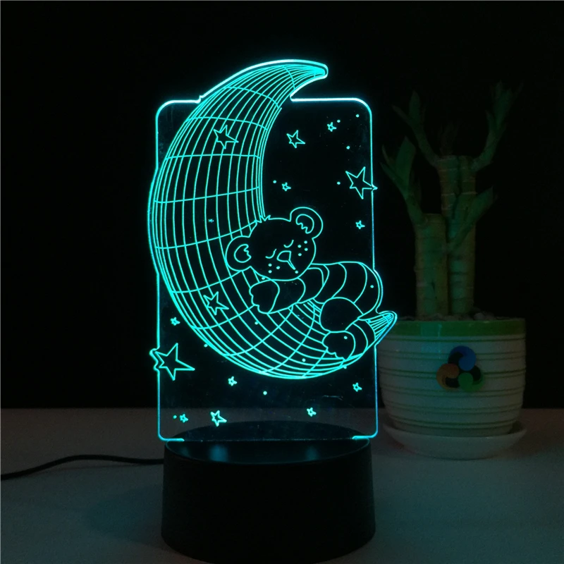

Moon Bear 3D LED Table Lamp Night Lights USB LED Illusion Lighting for Children Bedroom Wedding Home Decoration Birthdays Gift