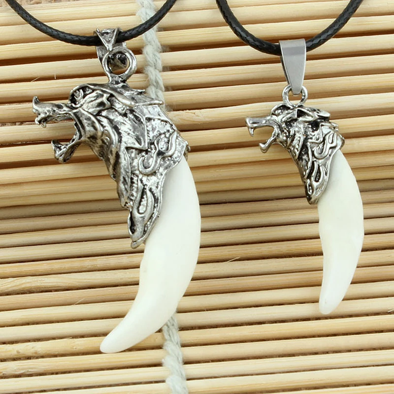Hot Brave Boy Man Wolf Tooth Necklace Alloy Domineering Eagle Pendant with PU Chain | Украшения и аксессуары