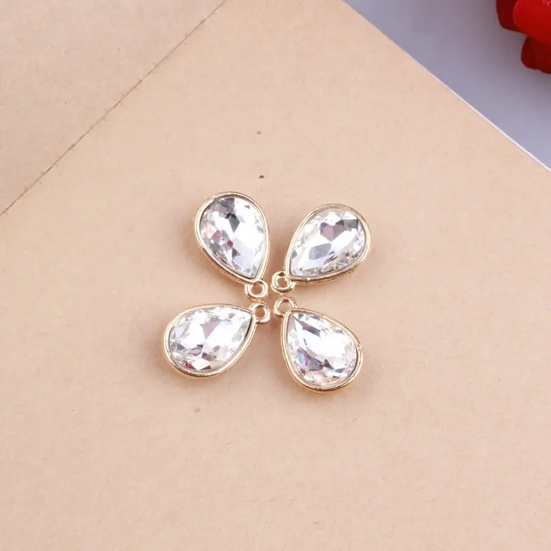 10pcs/lot 12*19mm New Crystal Stone Charms Water Drop Shape Pendant For Earring Necklace Jewelry DIY Making Accessories