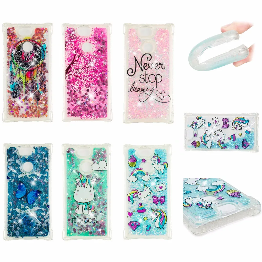 1pcs/lot Quicksand Liquid Pattern TPU Phone Back Case For Sony Xperia XZ1 Compact XA1 XA2 XZ2 Premium L1 | Мобильные телефоны и