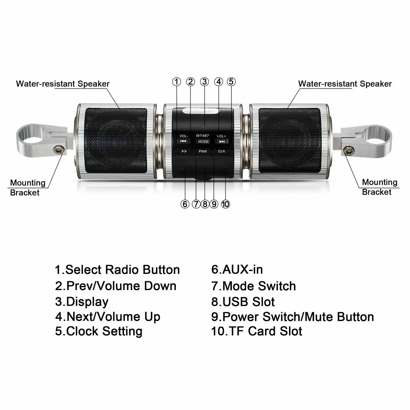 Bluetooth Мотоцикл mp3-плеер динамик Музыка FM радио водонепроницаемый регулируемый радио скутер аудио система мотоцикл аудио стерео