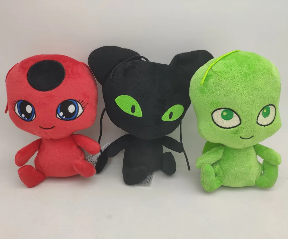 

3pcs/Lot Kitten Black Cat Stuffed Plush Toy Doll Red Ladybug Ladybird Gift Girl Birthday Present Good Quality Mini Baby Dolls