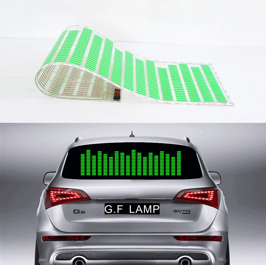 

green LED EL Car Stickers W45 W90 W70 W80 W90 W114 Flash Panel Light Flashing Music Activated Equalizer