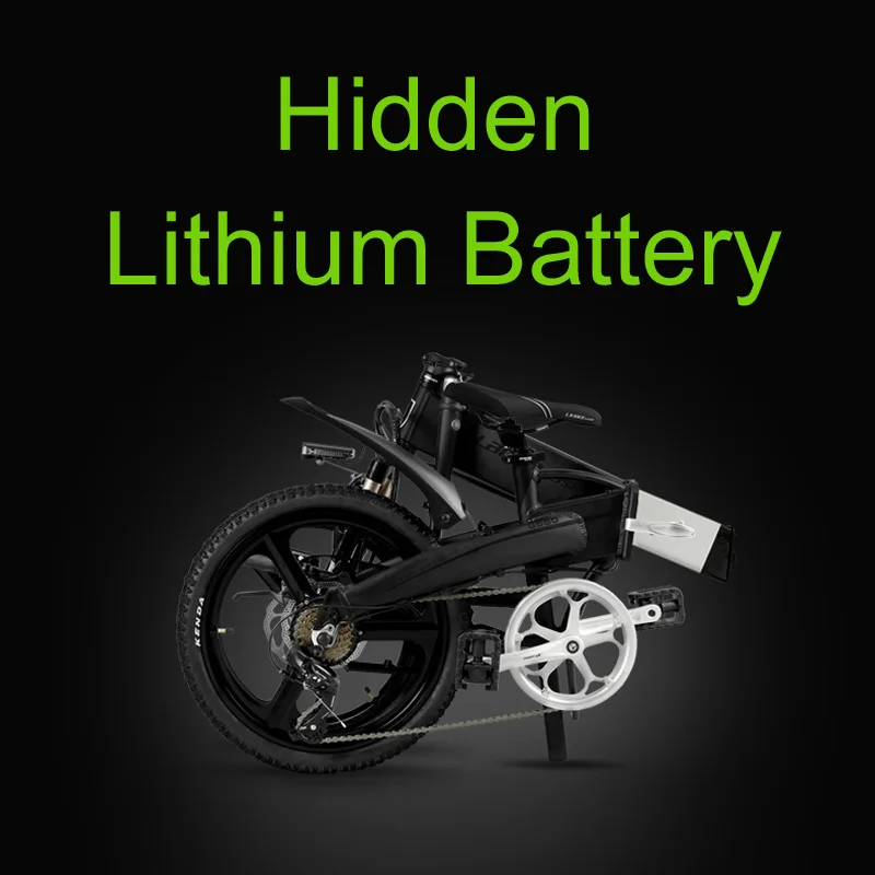 Excellent 20 Inches Folding Bicycle, Integrated Magnesium Alloy Rim, Folding Electric Mountain Bike, 5 Grade Assist, Suspension Fork 2