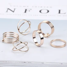 Уникальный набор колец в стиле панк, штабелируемые кольца для женщин, кольцо на палец, 6 шт., набор колец
