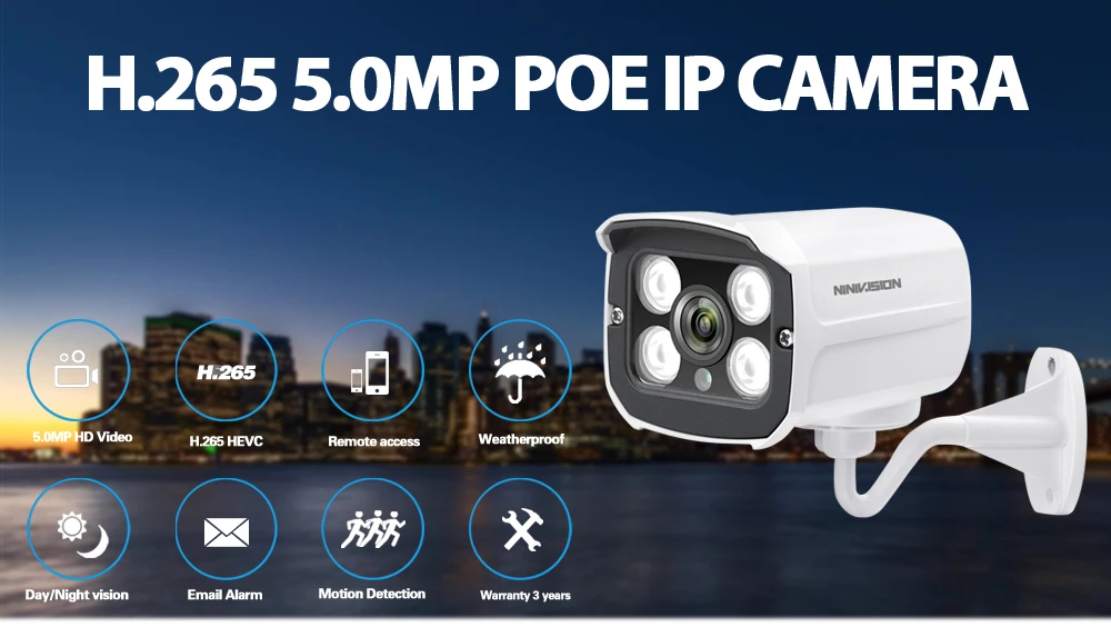 NINIVISION широкоугольная 3,6 мм уличная ip-камера PoE 5,0 P 4MP металлический чехол ONVIF безопасности Водонепроницаемая ip-камера CCTV 4 шт. светодиодный массив