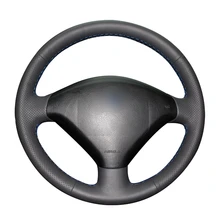 Ручная вышивка черный PU искусственная кожа Чехлы рулевого колеса автомобиля обертывание для peugeot 307 2001-2008 307 SW 2005-2008
