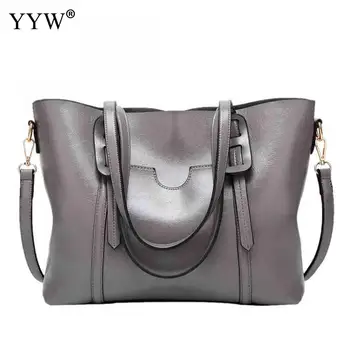 

Vintage Pu Leather Handbag Women Large Capacity Tote Bags Female Shoulder Shopping Bag Soft Day Ladies Munfunctional Hand Bag