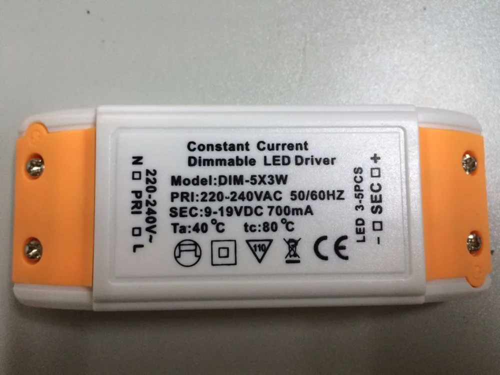 

1pcs resell 3-5*3W 9W 15W led 700mA Dimmable led driver 9-19V DC 50/60HZ Constant current AC 220 - 240 V