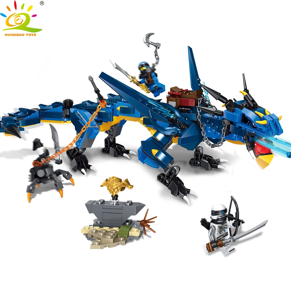 

HUIQIBAO TOYS 522pcs Ninjae Storm Bringer Dragon Building Blocks For Children Compatible Legoed Ninjagoe Jay Zane Figures Bricks