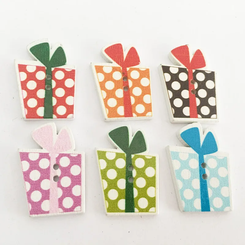 

50pcs/lot Gift Bag Style Wooden Buttons Mixed Colors 2-Hole Wood Buttons Decorative Sewing DIY Craft Exquisite DIY Accessories