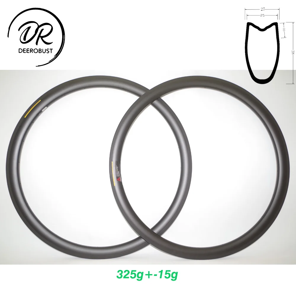 

300g 700c 38mm Deep 25mm wide U Shaped UD Matte Tubular Road Bike Carbon Rim Bicycle Rims Wheel basalt brake surface 20 24 Holes
