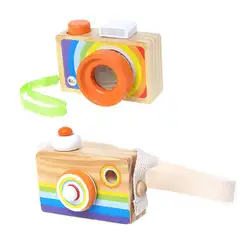 Деревянный Мини Камера калейдоскоп игрушки Для детей комнате висит шеи шнурки висячие украшения игрушки