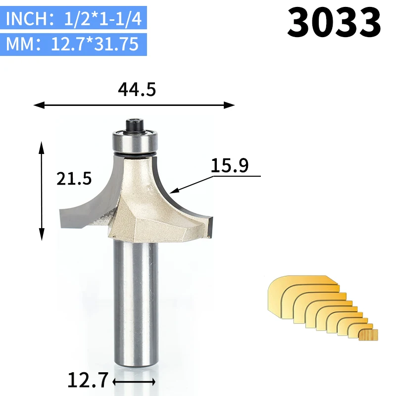 1 шт. круглые фрезы для деревообработки инструмент 2 Флейта концевая фреза с подшипником Фрезерный резак угловой круглый над бит - Длина режущей кромки: 3033
