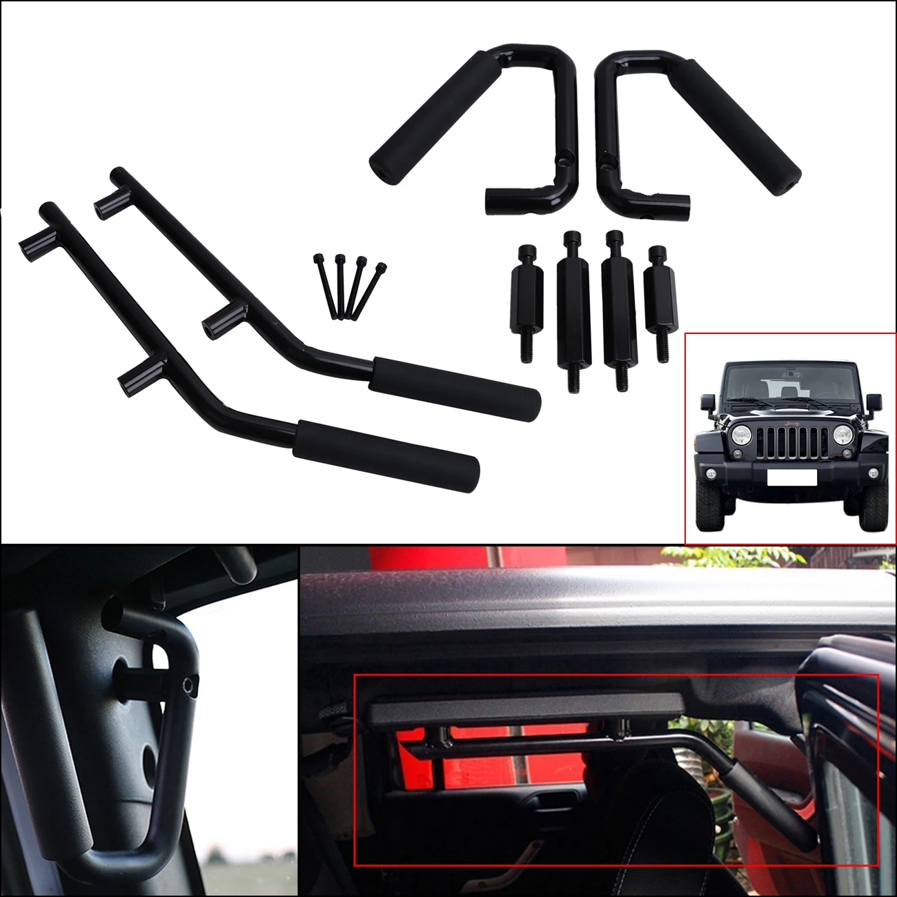 For Jeep Wrangler JK Parts Front & Rear Grab Handles Roll Bar Grab