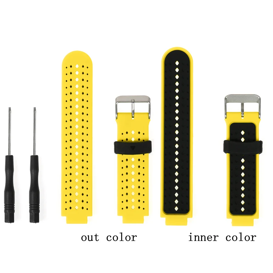 Замена группы для Garmin Forerunner 235 220 230 620 630 735XT мягкий браслет ремешок для смарт-часов Garmin подход S20 S6 силиконовой лентой - Цвет: Yellow with Black