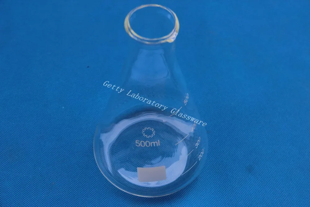 Balão com Boca Vidreiros de Laboratório Cónico de 500 Balão Erlenmeyer Larga Produtos ml