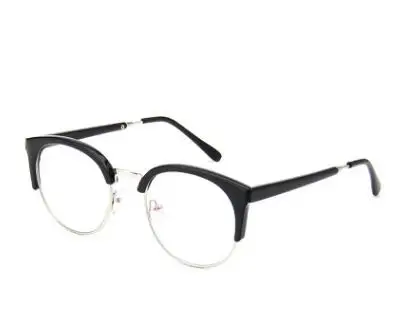 Модные прозрачные очки кошачий глаз с прозрачными линзами, металлическая полуоправа, оптические оправы для глаз, женские очки, мужские очки Oculos - Цвет оправы: bright black